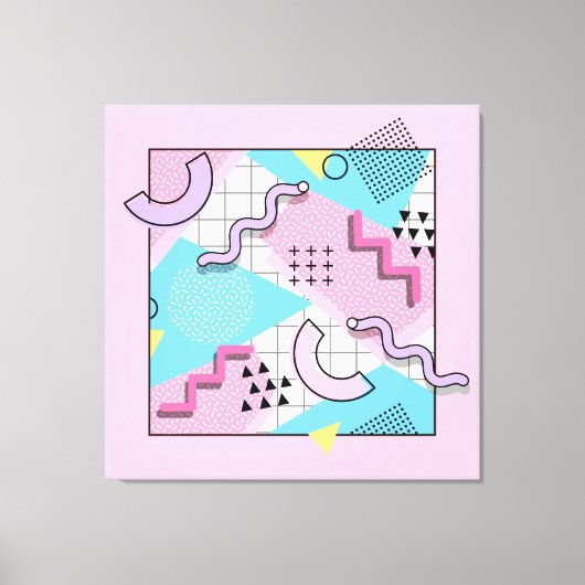80's Memphis Active Pink Light Blue Canvas Afdruk (Voorkant)