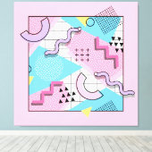 80's Memphis Active Pink Light Blue Canvas Afdruk (Insitu (Houten vloer))