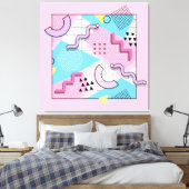 80's Memphis Active Pink Light Blue Canvas Afdruk (Insitu (Slaapkamer))