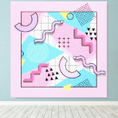 80's Memphis Active Pink Light Blue Canvas Afdruk (Insitu (Houten vloer))