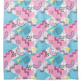 80's Memphis Active Pink Light Blue Douchegordijn (Voorkant)