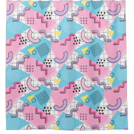 80's Memphis Active Pink Light Blue Douchegordijn