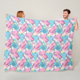 80's Memphis Active Pink Light Blue Fleece Deken