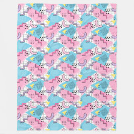 80's Memphis Active Pink Light Blue Fleece Deken