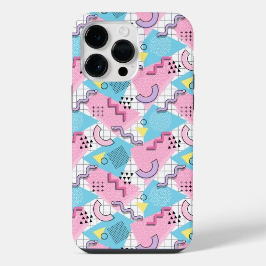 80's Memphis Active Pink Light Blue iPhone Hoesje (Achterkant)