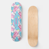 80's Memphis Active Pink Light Blue Persoonlijk Skateboard (Voorkant)