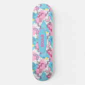 80's Memphis Active Pink Light Blue Persoonlijk Skateboard (Voorkant)
