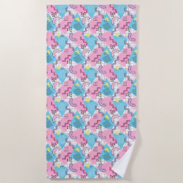 80's Memphis Active Pink Light Blue Strandlaken