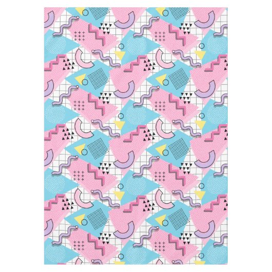 80's Memphis Active Pink Light Blue Tafelkleed (Voorkant)
