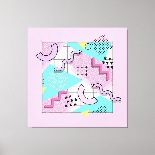 80's Memphis Active Pink Light Turquoise Canvas Afdruk (Voorkant)