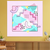 80's Memphis Active Pink Light Turquoise Canvas Afdruk (Insitu (Woonkamer))
