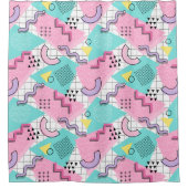 80's Memphis Active Pink Light Turquoise Douchegordijn (Voorkant)