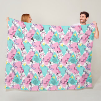 80's Memphis Active Pink Light Turquoise Fleece Deken