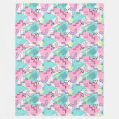 80's Memphis Active Pink Light Turquoise Fleece Deken (Voorkant)