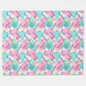 80's Memphis Active Pink Light Turquoise Fleece Deken (Voorkant (Horizontaal))