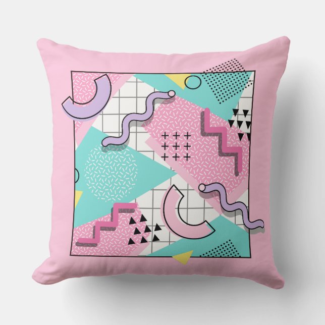 80's Memphis Active Pink Light Turquoise Kussen (Voorkant)
