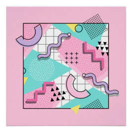 80's Memphis Active Pink Light Turquoise Perfect Poster