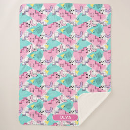 80's Memphis Active Pink Light Turquoise Sherpa Deken