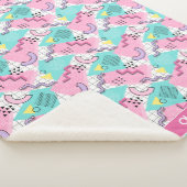 80's Memphis Active Pink Light Turquoise Sherpa Deken (3/4)