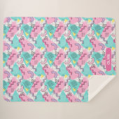 80's Memphis Active Pink Light Turquoise Sherpa Deken (Voorkant (horizontaal))