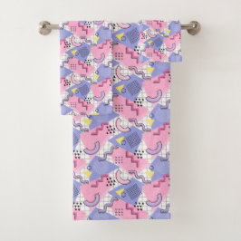 80's Memphis Active Pink Lila Bad Handdoek