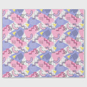 80's Memphis Active Pink Lila Cadeaupapier (Vlak)