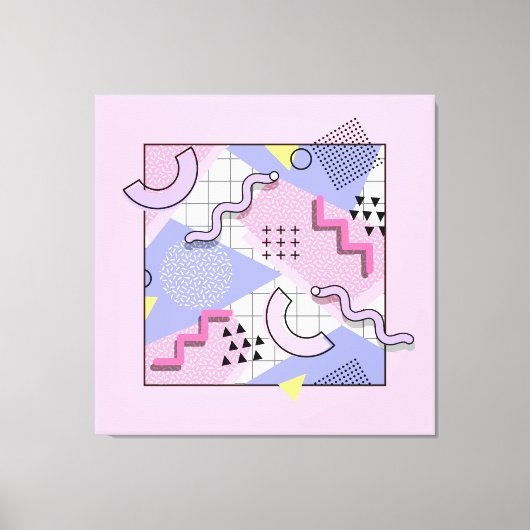 80's Memphis Active Pink Lila Canvas Afdruk (Voorkant)