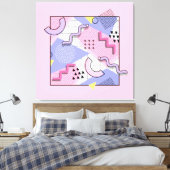 80's Memphis Active Pink Lila Canvas Afdruk (Insitu (Slaapkamer))