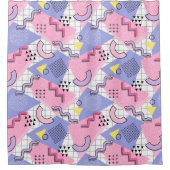 80's Memphis Active Pink Lila Douchegordijn (Voorkant)