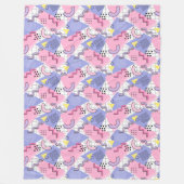 80's Memphis Active Pink Lila Fleece Deken (Voorkant)