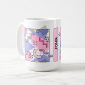 80's Memphis Active Pink Lila Koffiemok (Voorkant links)