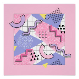 80's Memphis Active Pink Lila Perfect Poster