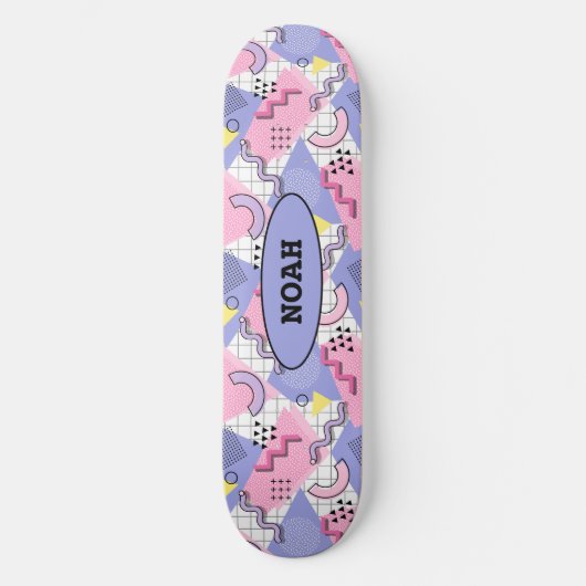 80's Memphis Active Pink Lila Persoonlijk Skateboard (Voorkant)