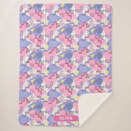 80's Memphis Active Pink Lila Sherpa Deken