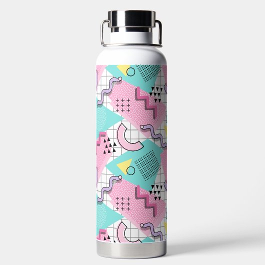 80's Memphis Active Pink Turquoise Waterfles (Achterkant)