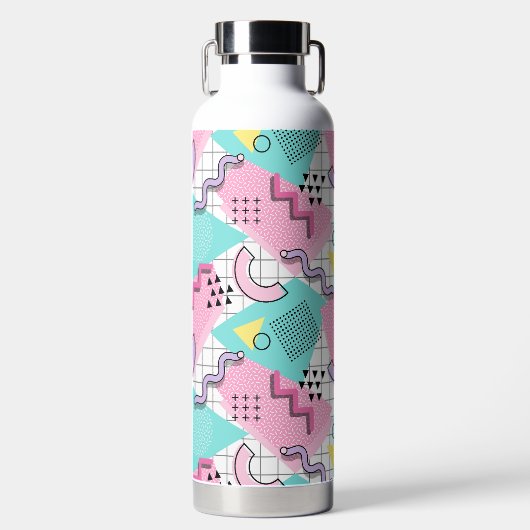 80's Memphis Active Pink Turquoise Waterfles (Voorkant)