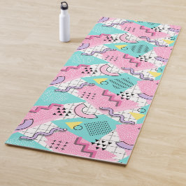 80's Memphis Active Pink Turquoise Yogamat