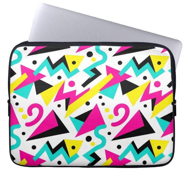 80s Memphis geometrisch patroon Laptop Sleeve (Voorkant)