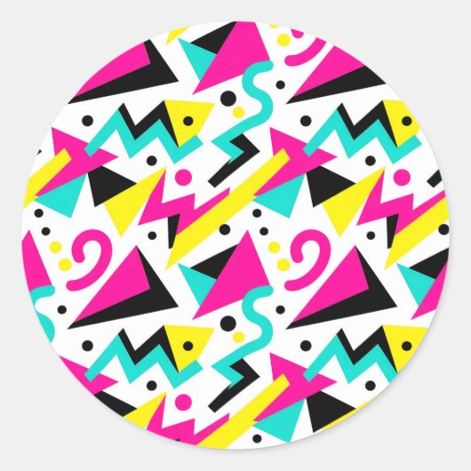 80s Memphis geometrisch patroon Ronde Sticker (Voorkant)