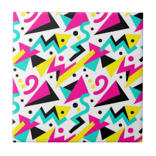 80s Memphis geometrisch patroon Tegeltje
