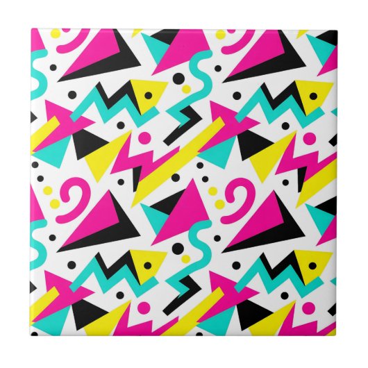 80s Memphis geometrisch patroon Tegeltje (Voorkant)