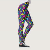 80s Memphis Neon Shapes Patroon op Navy Blue Leggings (Rechts)