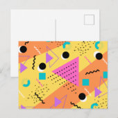80s Memphis Oranje Roze Stijl Retro Vormen Uitnodiging Briefkaart (Voorkant / Achterkant)