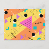 80s Memphis Oranje Roze Stijl Retro Vormen Uitnodiging Briefkaart (Voorkant)