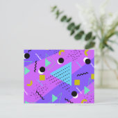 80s Memphis Paarse Blauwe Stijl Retro Vormen Uitnodiging Briefkaart (Staand voorkant)