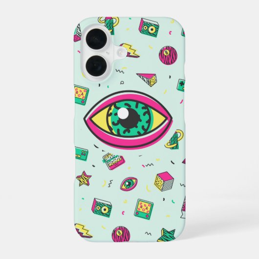 80s Memphis Retro Oog iPhone 16 Hoesje (Achterkant)