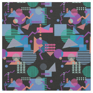80s Memphis stijl Zwart print Geo Stof