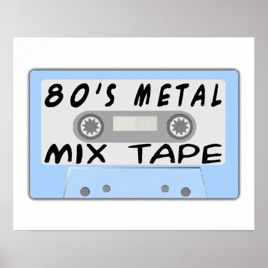 80s Metal Mix Tape Cassette Poster (Voorkant)