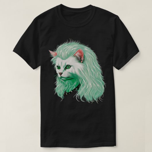 80s Metalen Kat Met Mullet 1 T-shirt (Design voorkant)