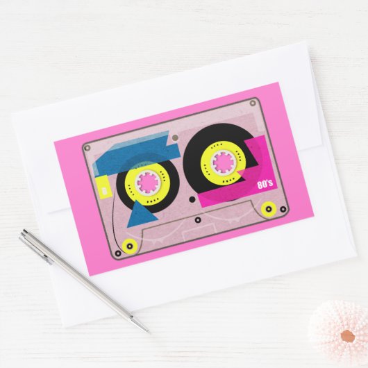 80's Mix tape Rechthoekige Sticker (Envelop)